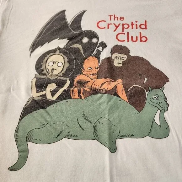 Headline White Tshirt With The Cryptid Club Graphics Size Medium - Picture 2 of 5